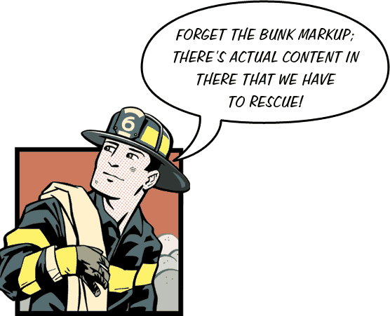 Fireman rescuing content
