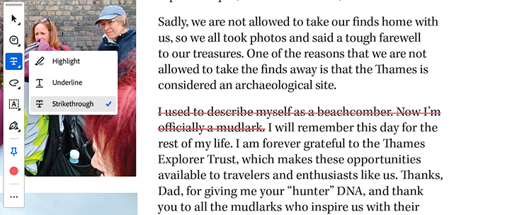 Using Strikethrough in Acrobat to clearly indicate text that should be removed