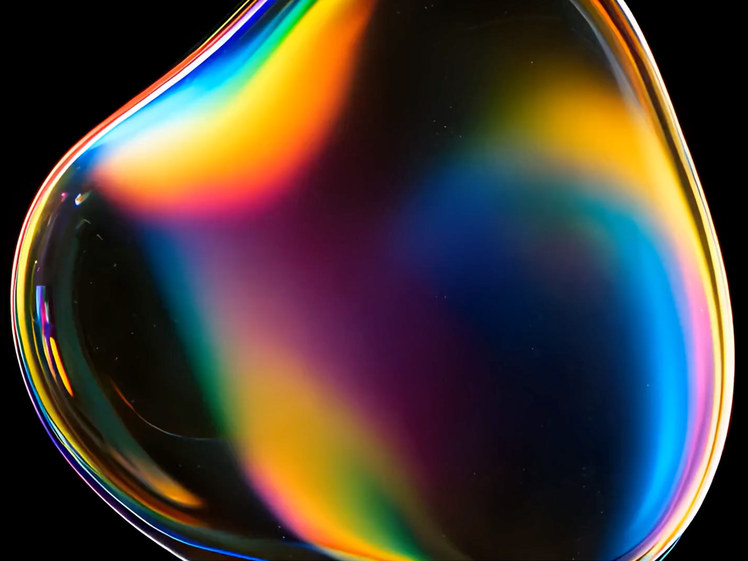 Event & experience design section link featuring iridescent abstract form on black background.